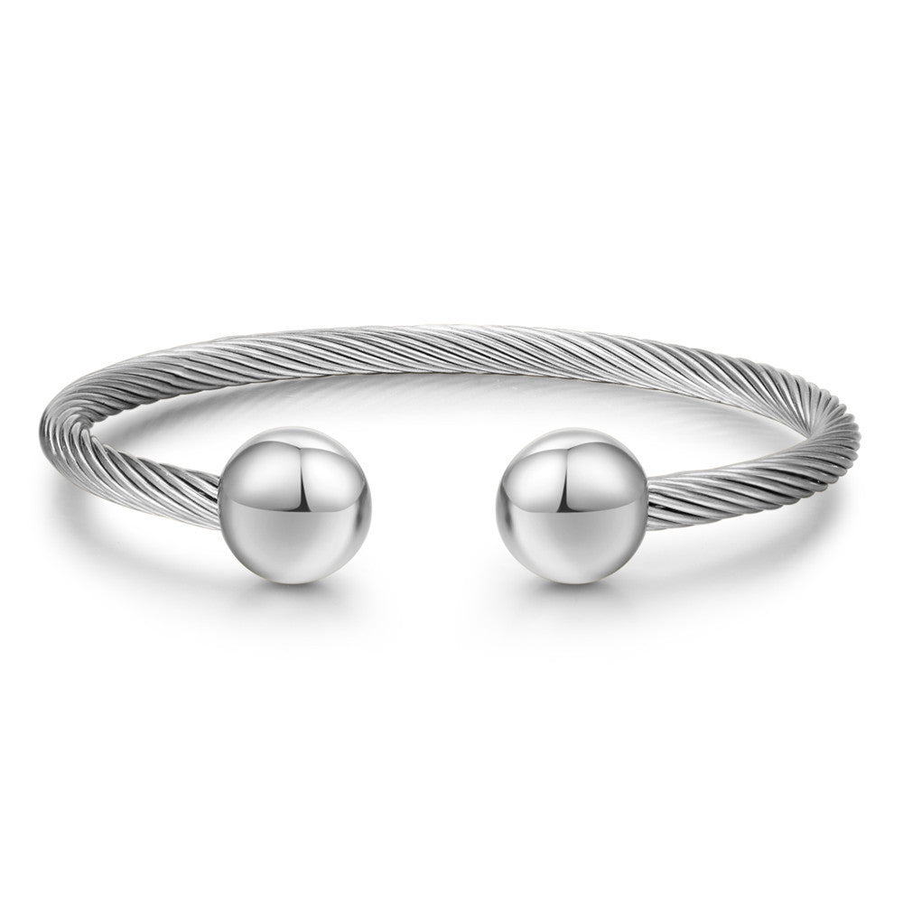Retro personalized stainless steel wrapped geometric bracelet